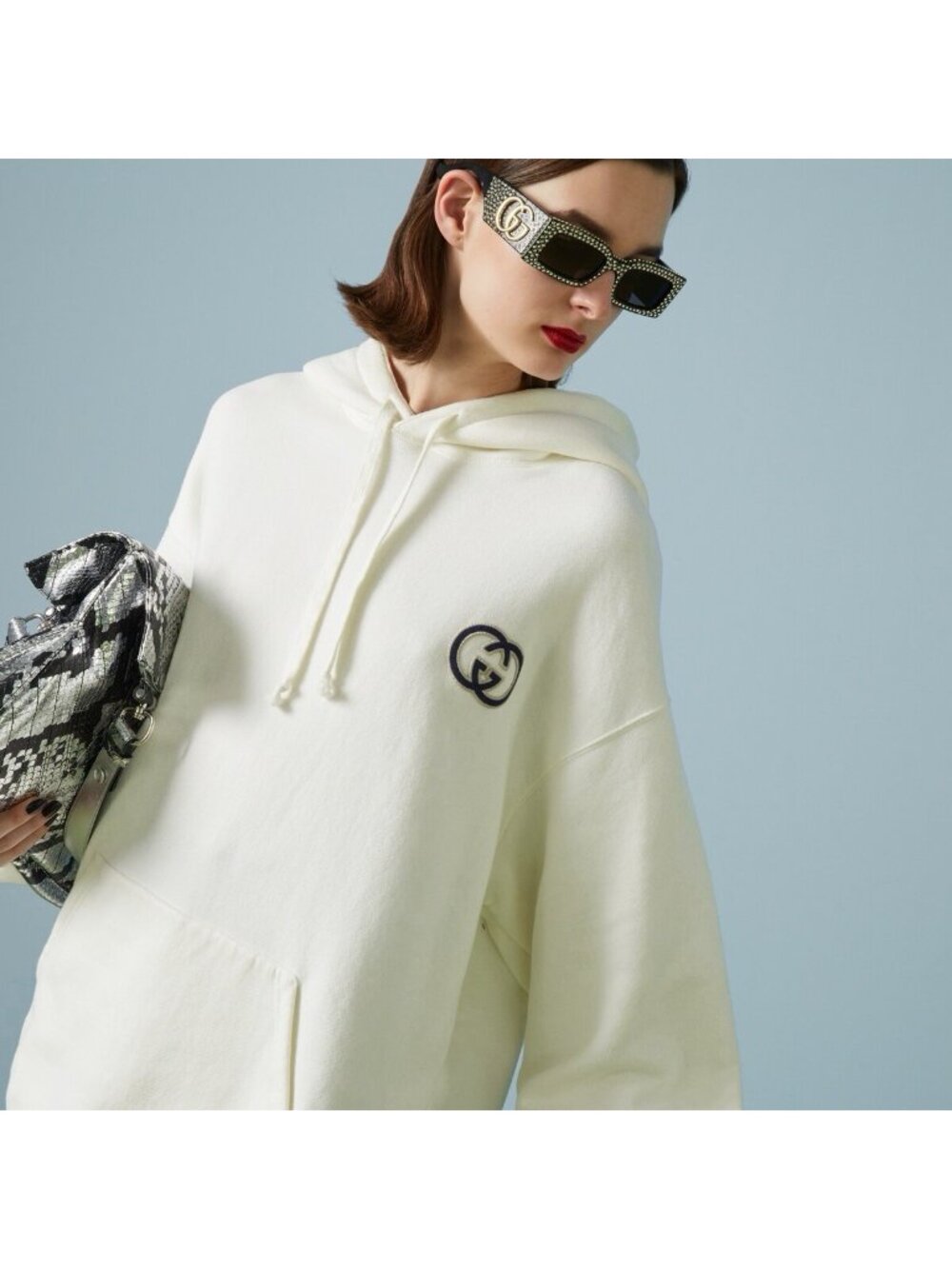 NWT Gucci Gucci GG Logo Motif Embroidered Hoodie Sz S 100% Authentic